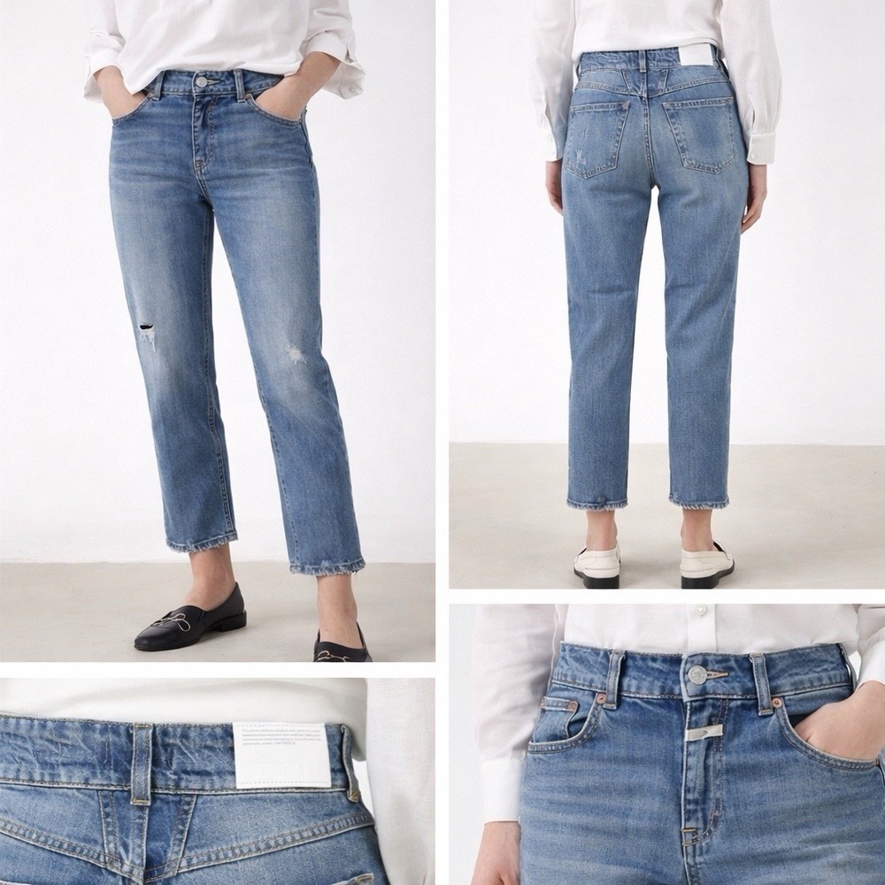 Closed Milo Jeans Women 28 Mid Rise Cropped Slim Straight Italy Organic Denim
